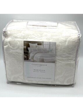 Charter Club Mariella Comforter Cover Full Queen White Cotton Damask